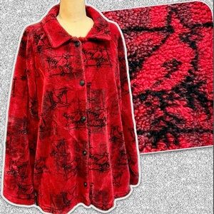 VINTAGE National Wildlife Federation red cardinal bird fleece jacket coat 90s‎